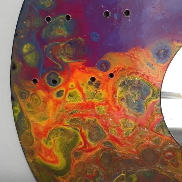 Hand Crafted Earring Jewelry Holder Painted Necklaces Vinyl Record Upcycle Wall - Picture 12 of 15